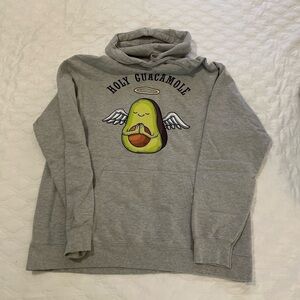 Grey Port & Company Ring Spun Hoodie. Holy Guacamole size XL